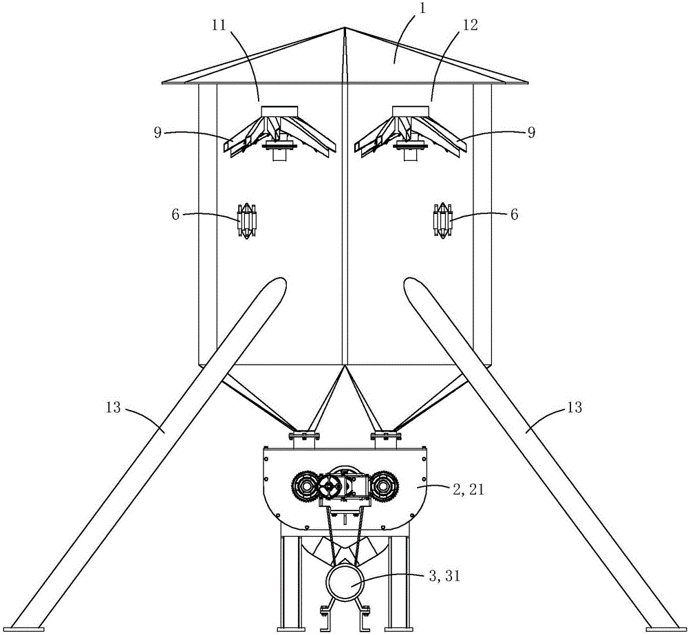 Double-body electric grain unloading granary