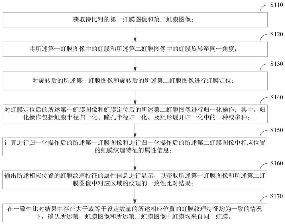 Computer-assisted iris comparison method and device