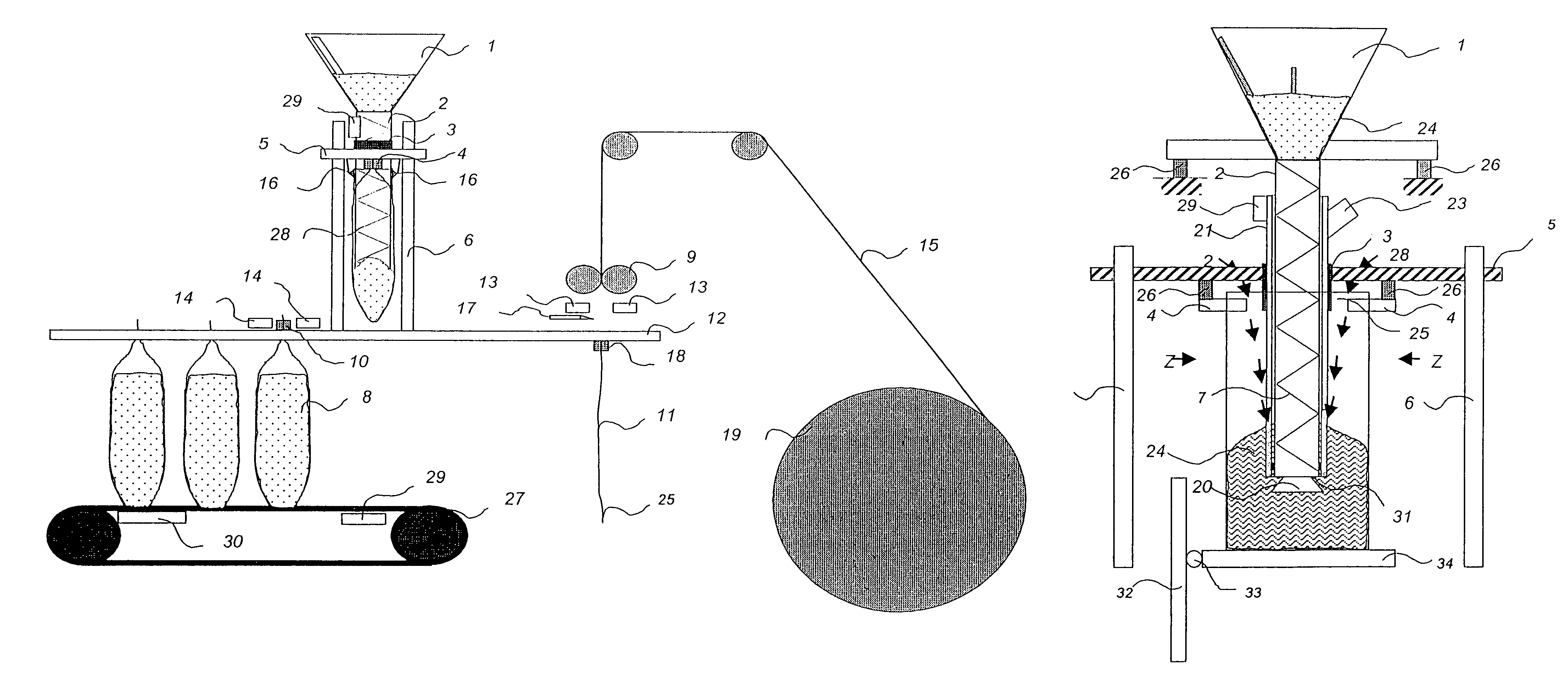 Machine for forming, filling and closing bags with a bag lifting device