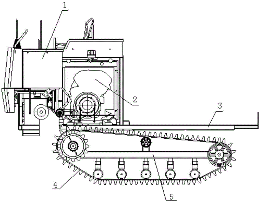 Profiling vibration-damping crawler type traveling chassis of grain combine harvester