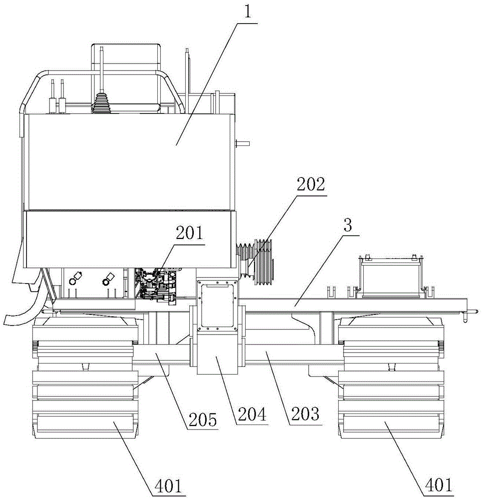 Profiling vibration-damping crawler type traveling chassis of grain combine harvester