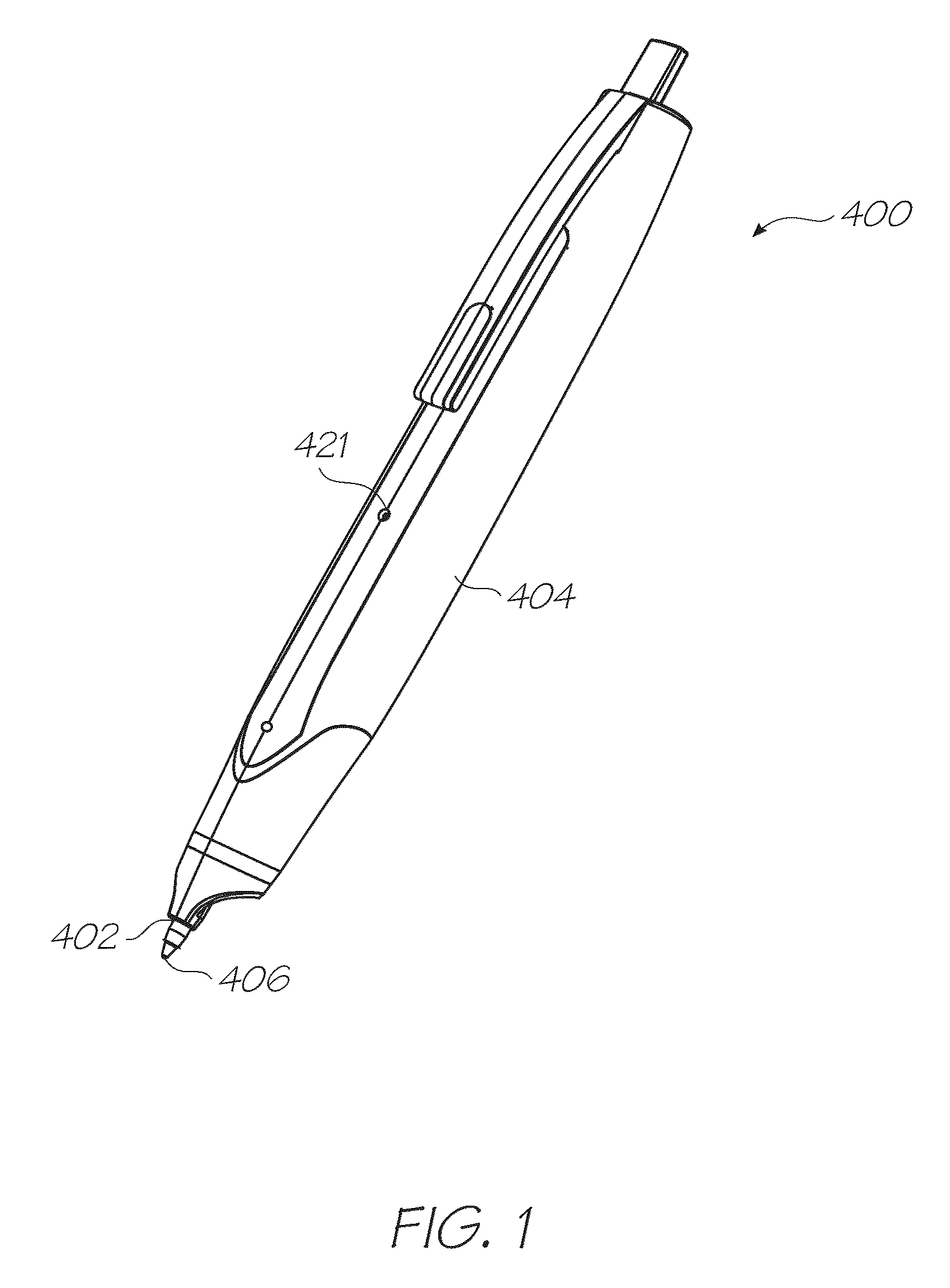 Retractable electronic pen comprising actuator button decoupled from force sensor