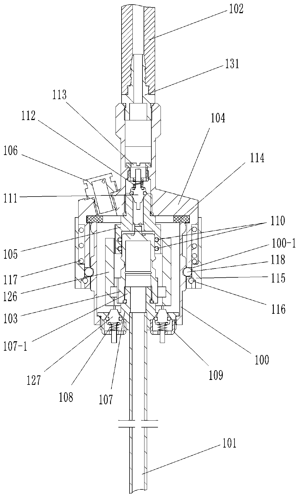 The connection assembly connecting the liquid storage tank and the liquid outlet pipe in the liquid sales equipment