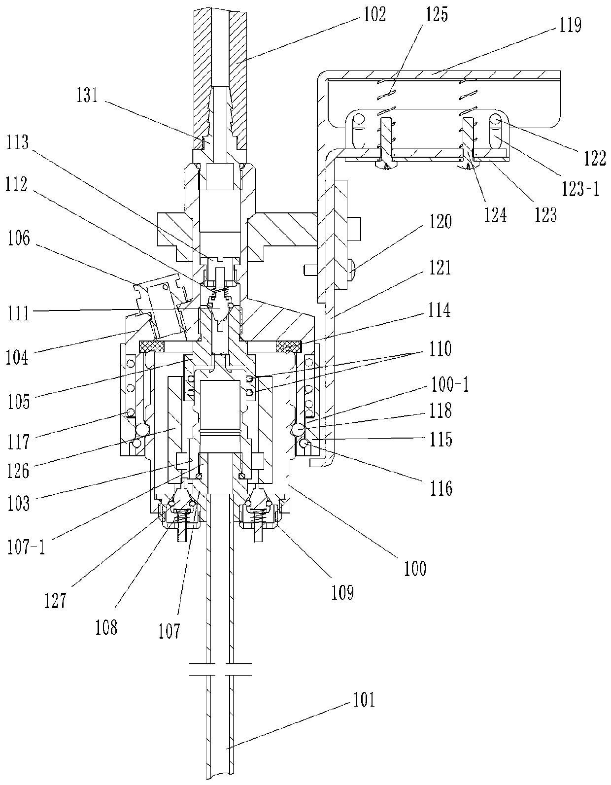 The connection assembly connecting the liquid storage tank and the liquid outlet pipe in the liquid sales equipment