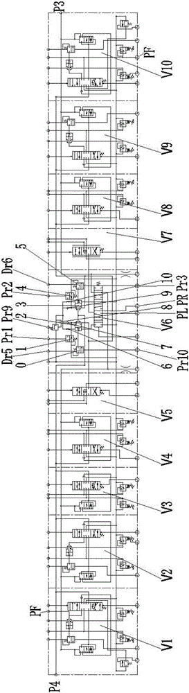 Three-pump confluence multi-way valve block and hydraulic excavator