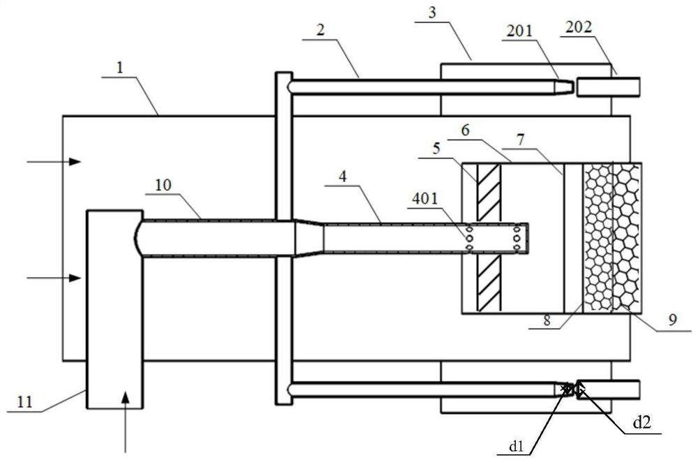 Double-heat-reflux partially-premixed low-nitrogen combustor and combustion method