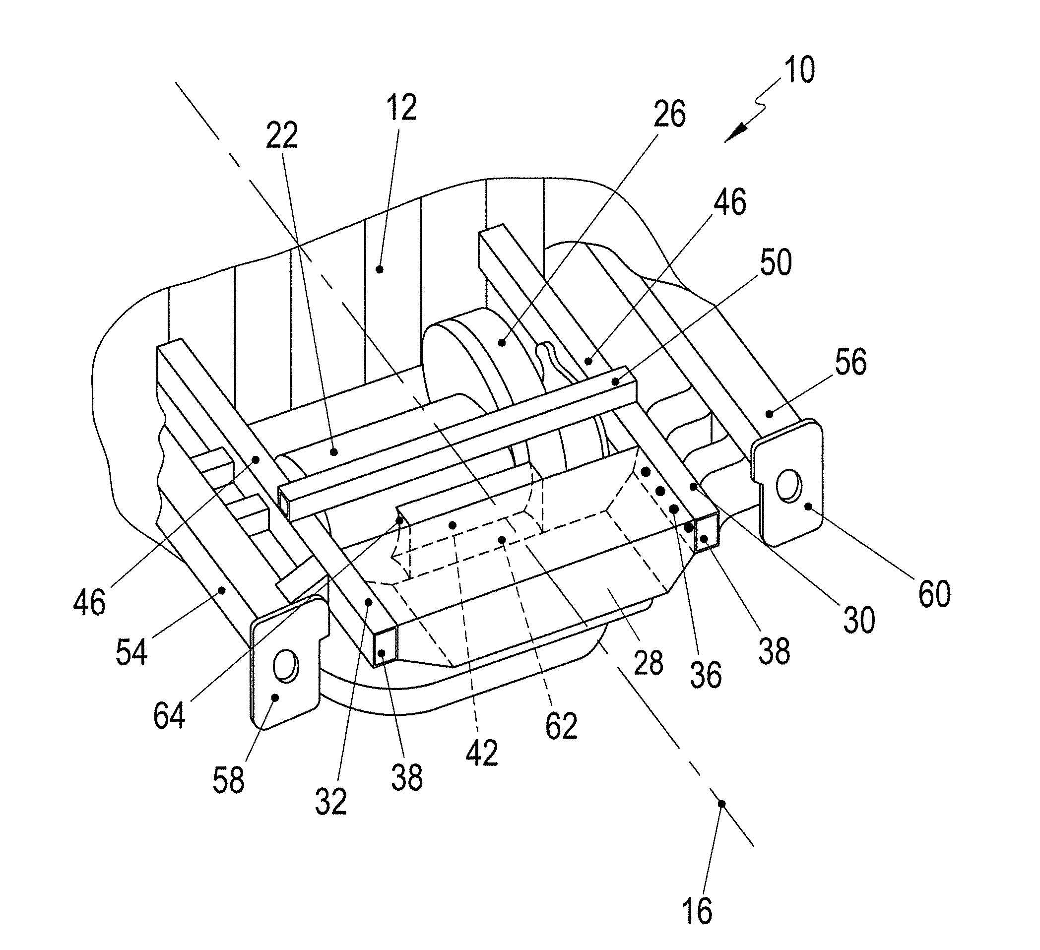 Mounting frame for an electrically driven motor vehicle