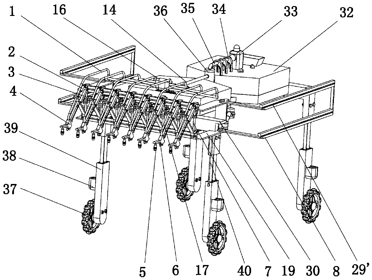 Intelligent opposite-lifting plant protection spraying robot