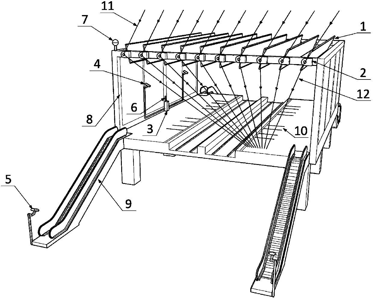 Elevated type rail traffic platform solar condensation heating system and control method thereof