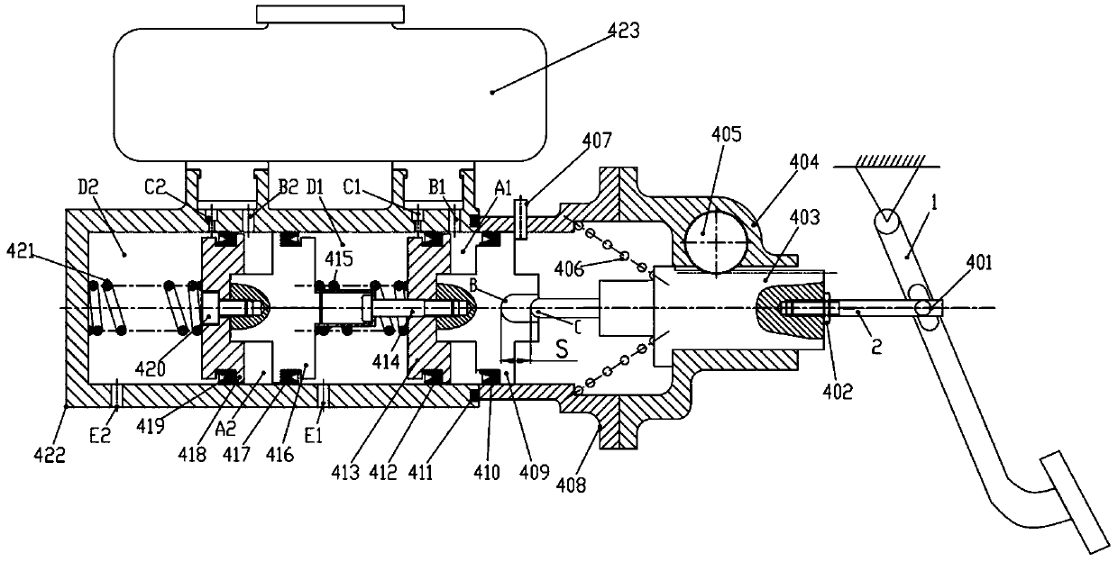 Distributed braking system with failure backing-up and brake pressure vector control method for distributed braking system with failure backing-up