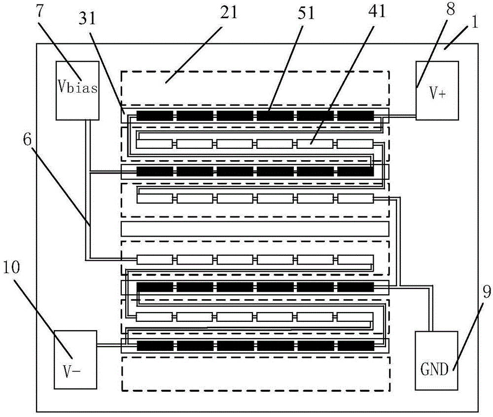 Single-chip high-intensity magnetic field X-axis linear magneto-resistance sensor provided with calibration coil/reset coil