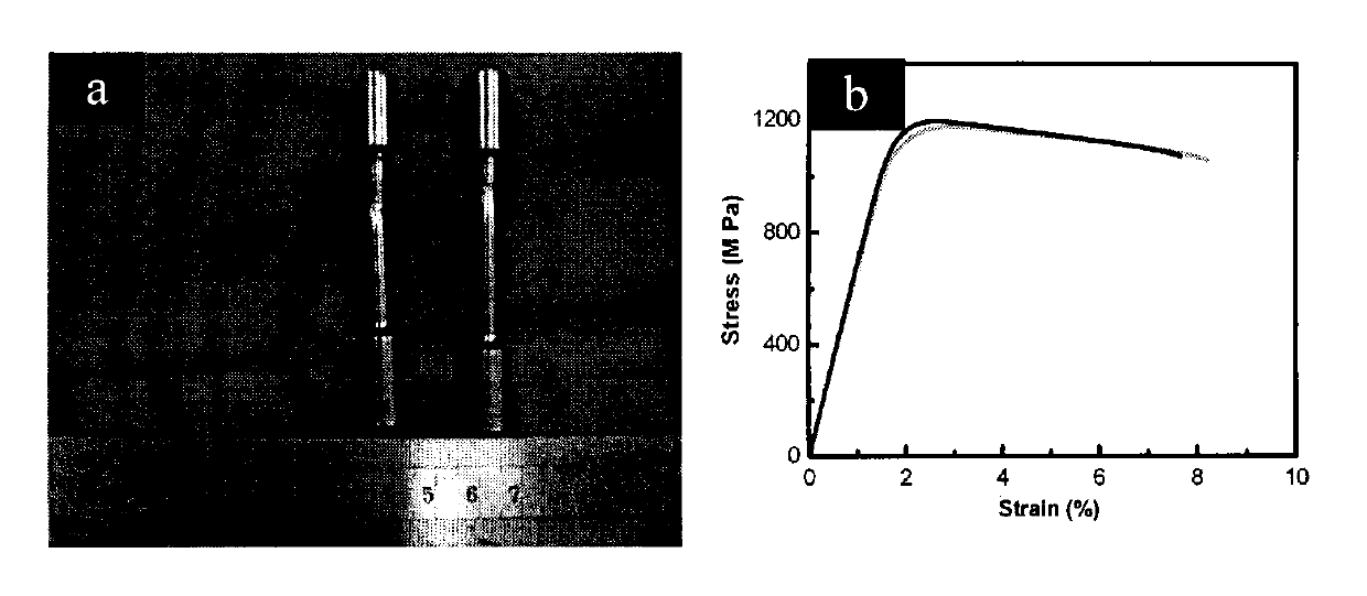 Large-size metallic glass composite material with tensile ductility and preparation method thereof