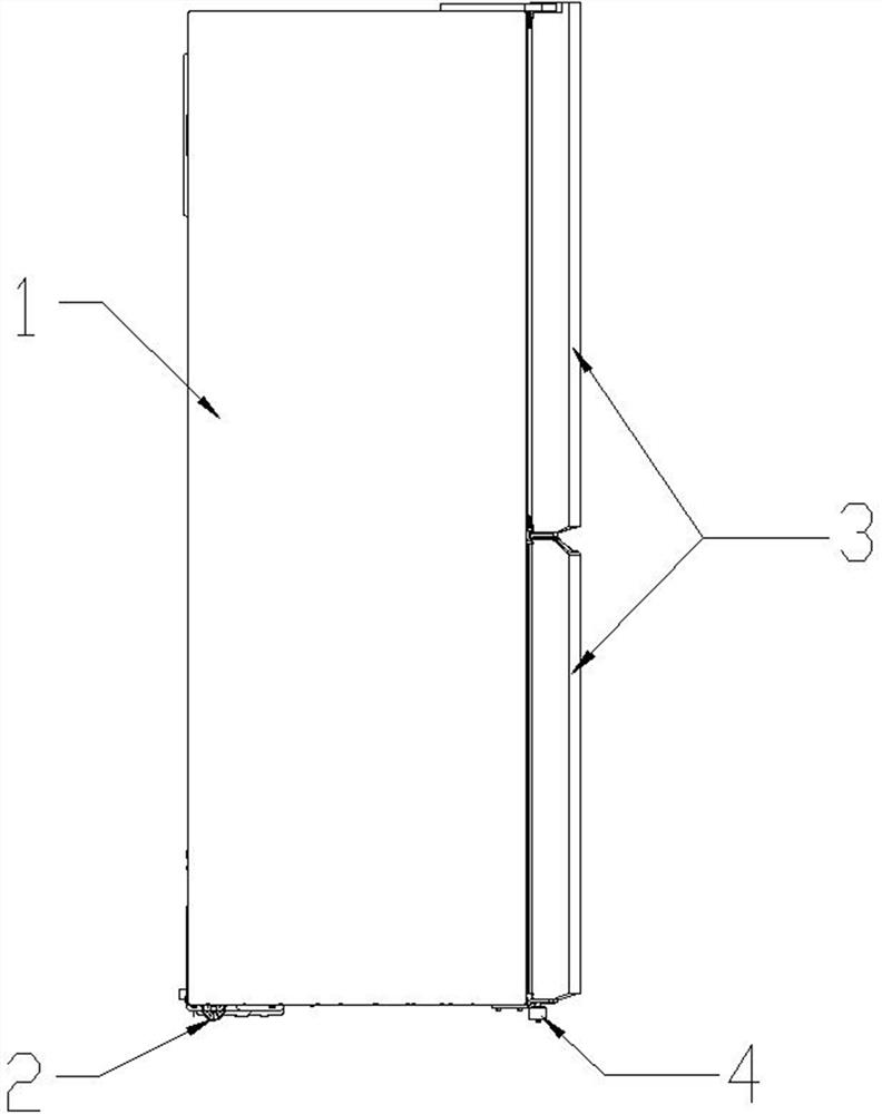 Shock absorption adjusting device and refrigerator with shock absorption adjusting device