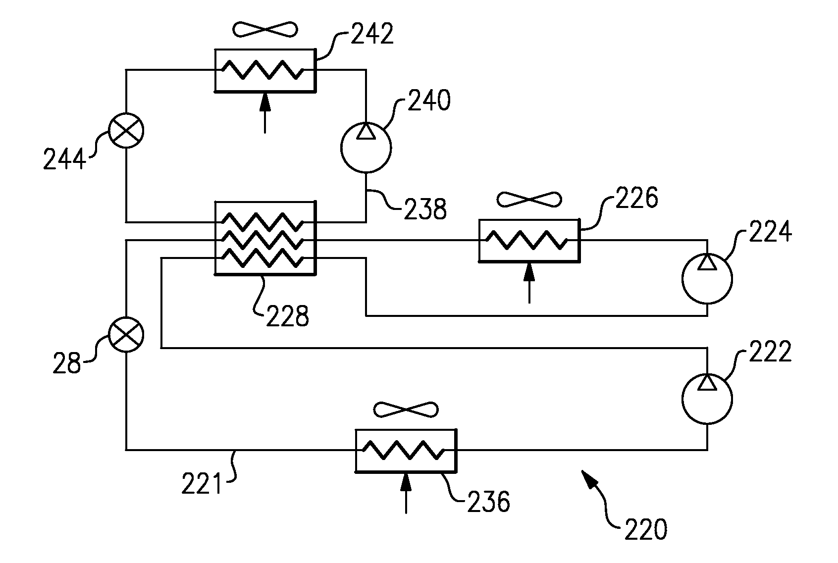 Co2 refrigerant system with booster circuit