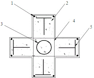 Steel skeleton-steel pipe fiber concrete cross shaped section composite column