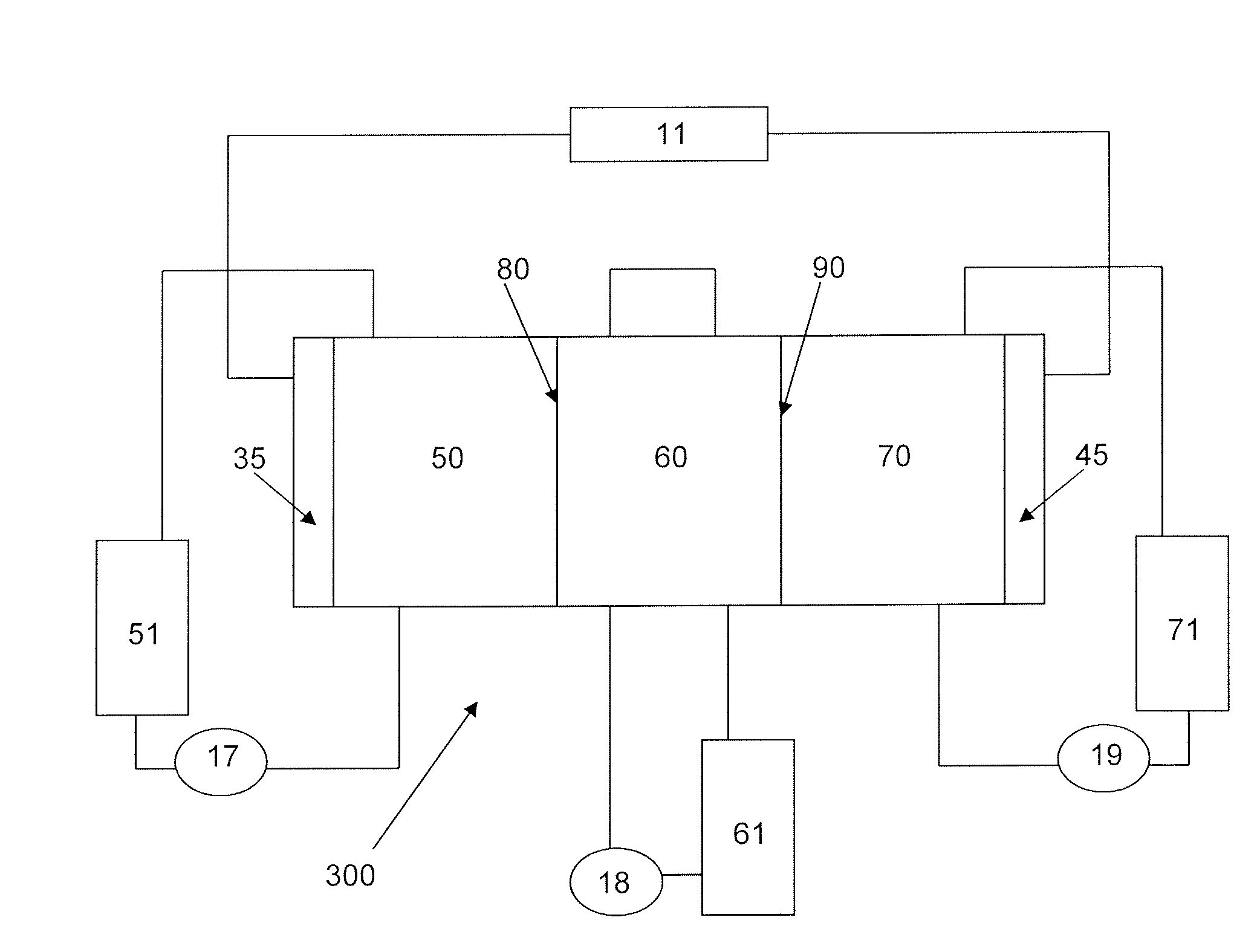 Double-membrane triple-electrolyte redox flow battery design