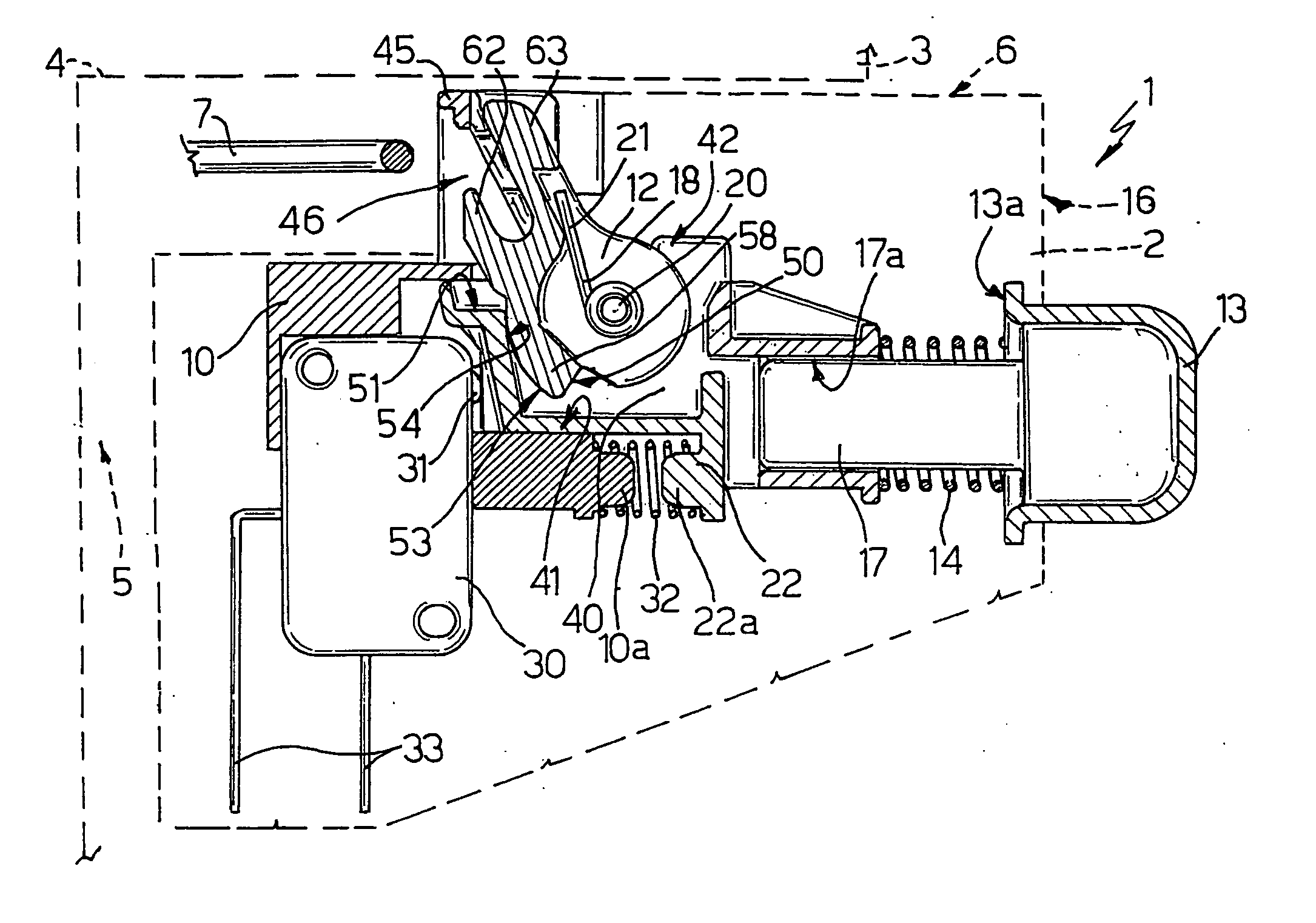 Latch device for a door of an electric household appliance in particular a dishwashing machine