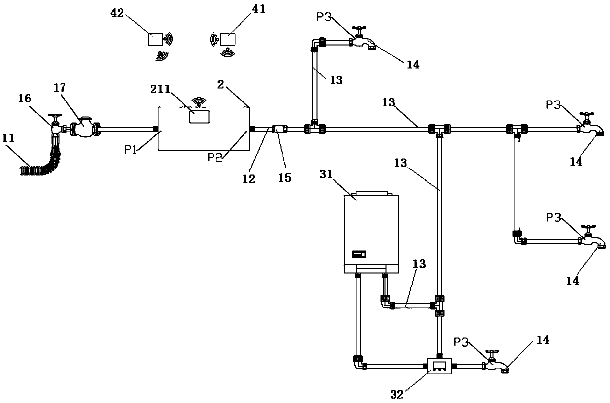 Intelligent monitoring data box and monitoring system for tap water pipelines