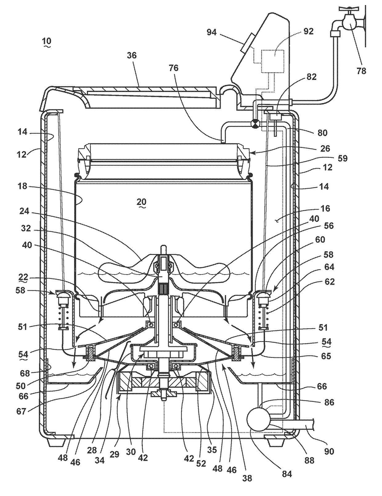 Laundry treating appliance with a static tub and a water trap vapor seal