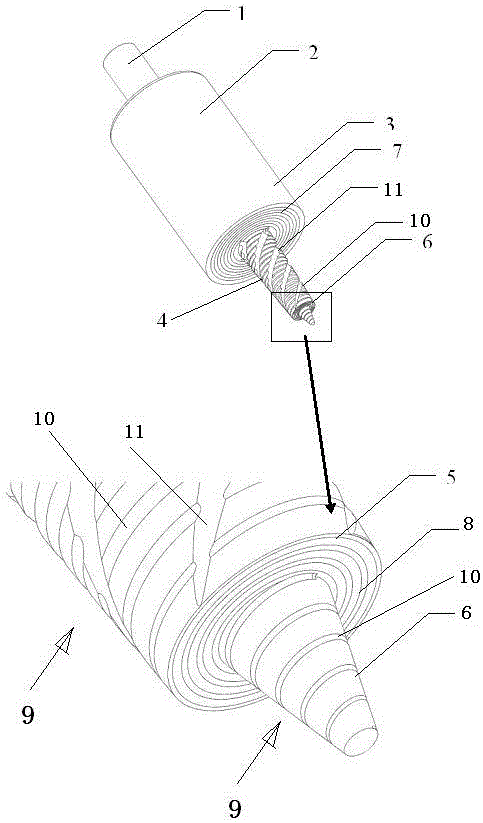 Staged stirring head for thick plate stirring friction welding