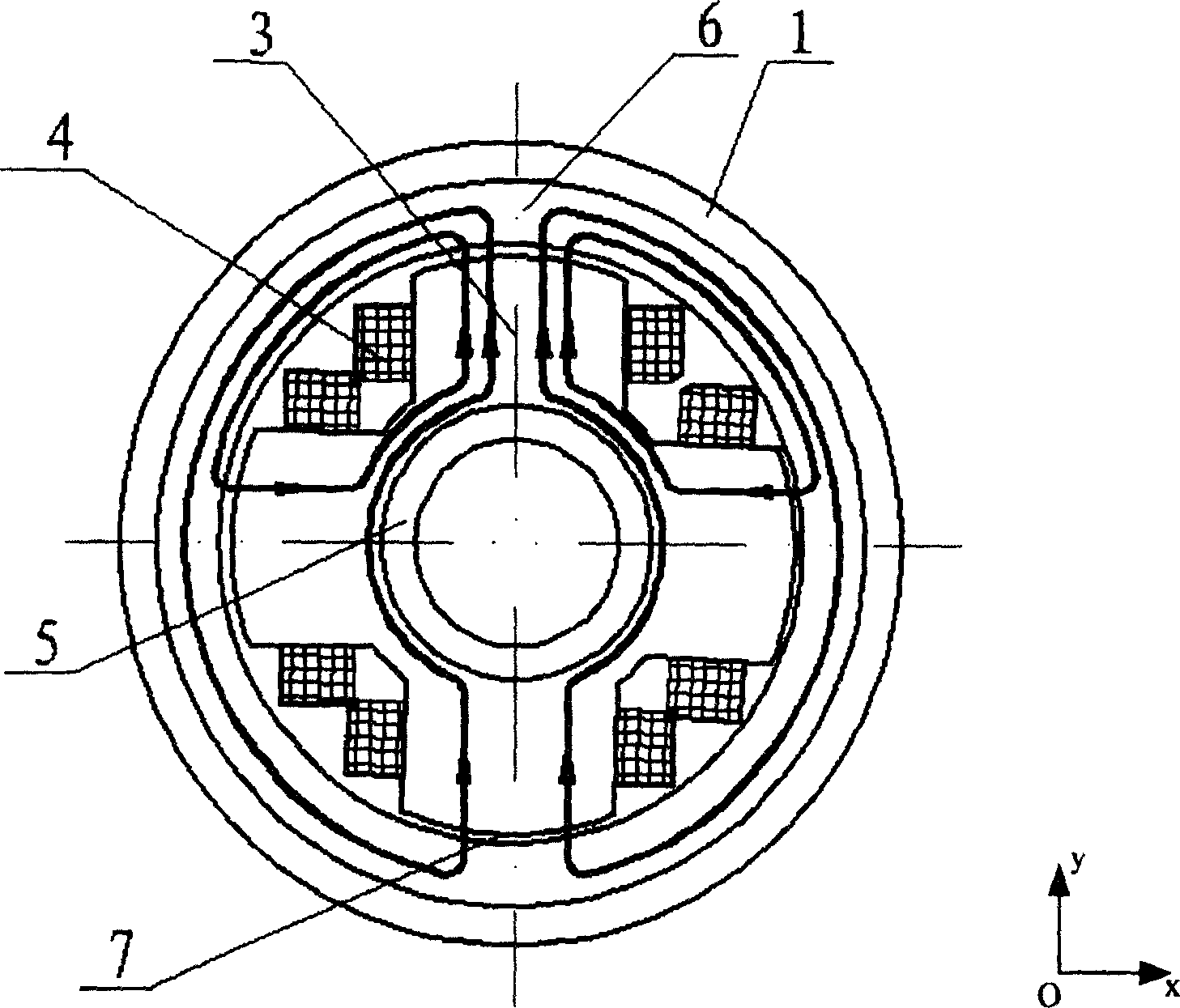 Low-consumption permanent-magnet offset external rotor radial magnetic bearing