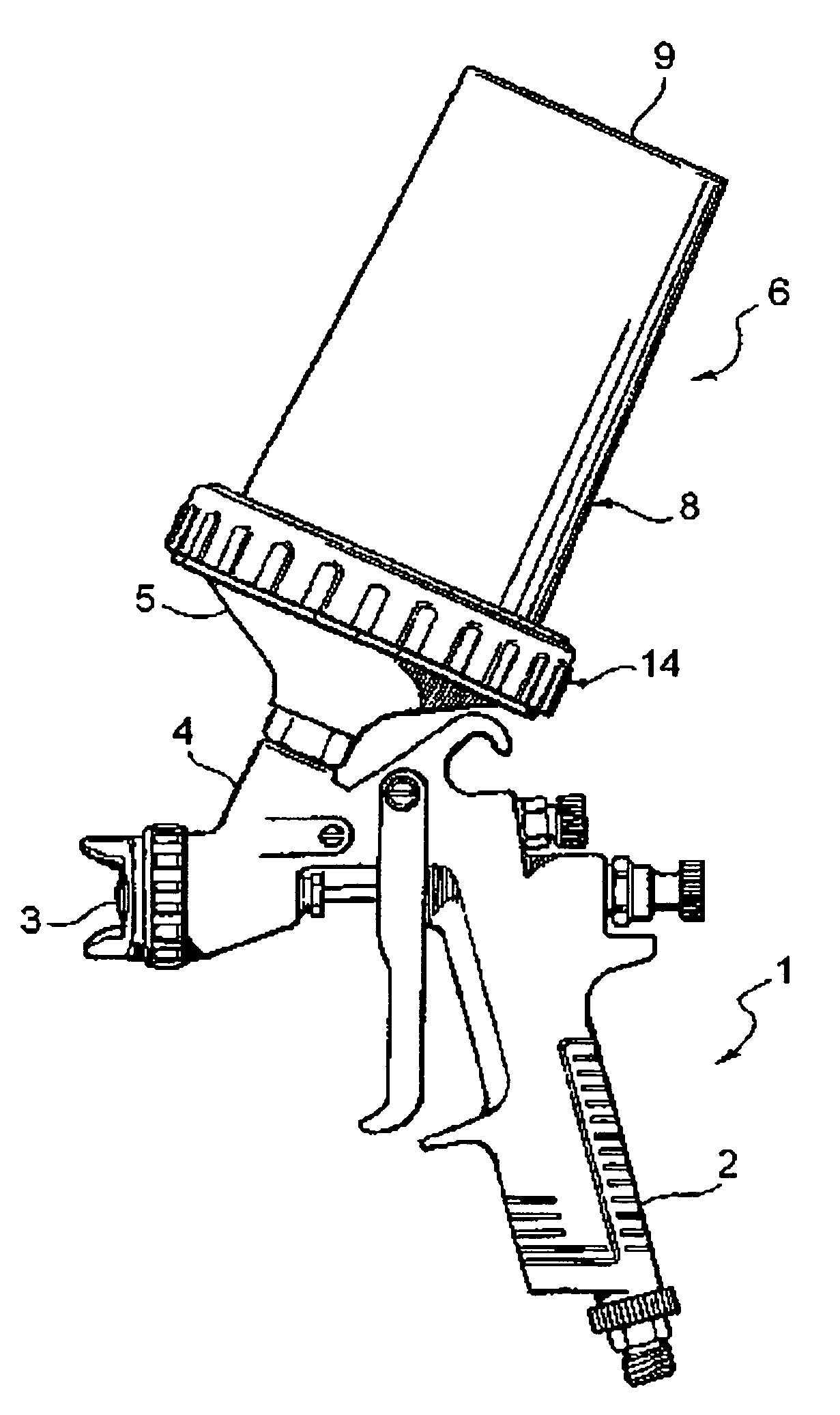 Manual spray gun and associated disposable cup