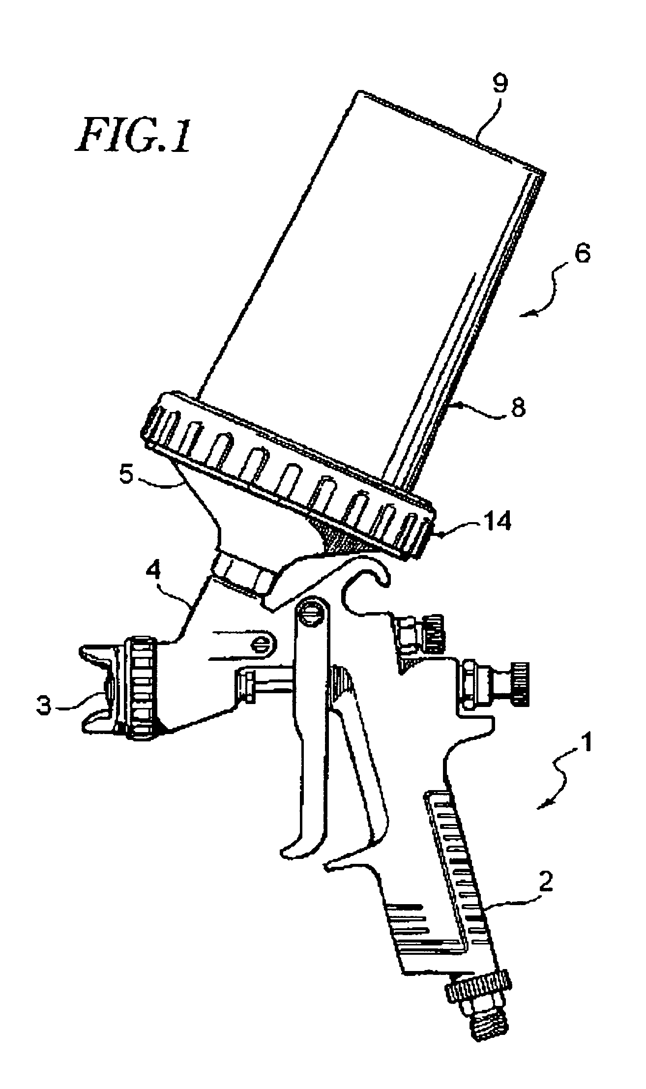 Manual spray gun and associated disposable cup