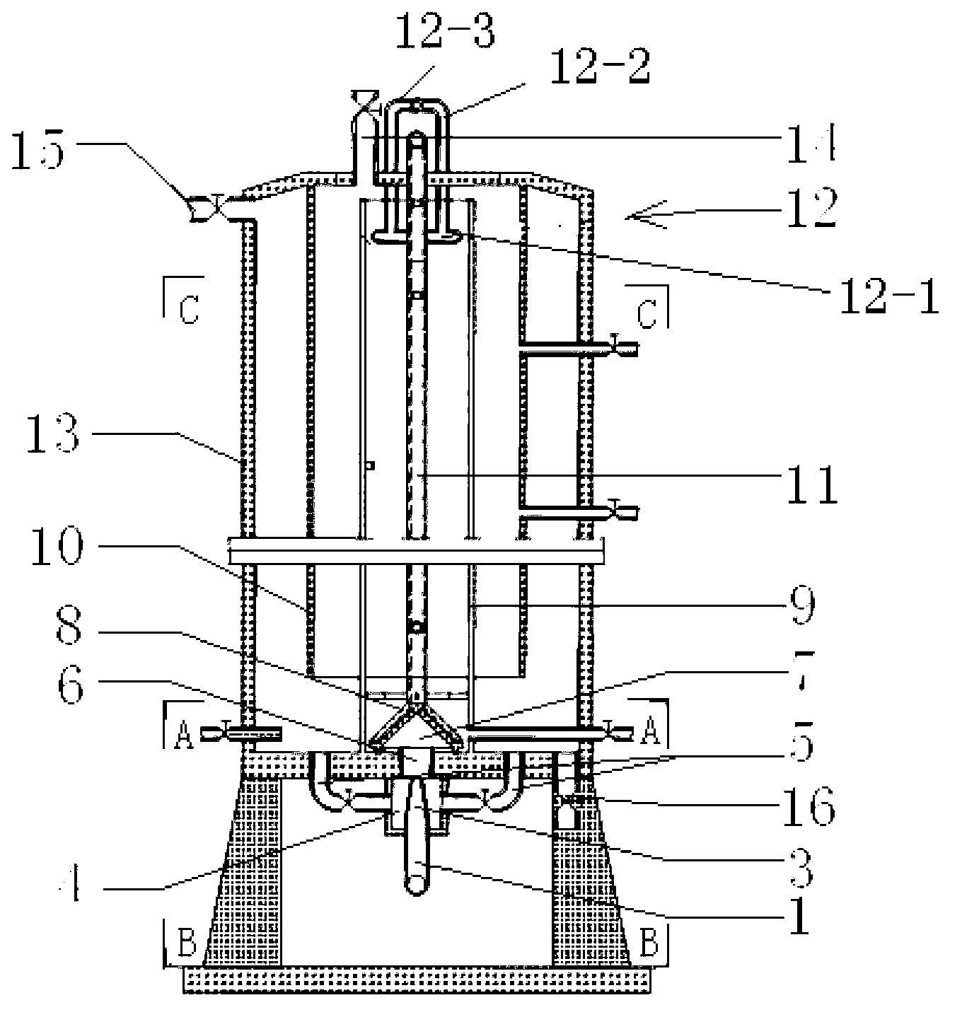 Bidirectional flow internal circulation type PS advanced oxidation reactor and sewage treatment method