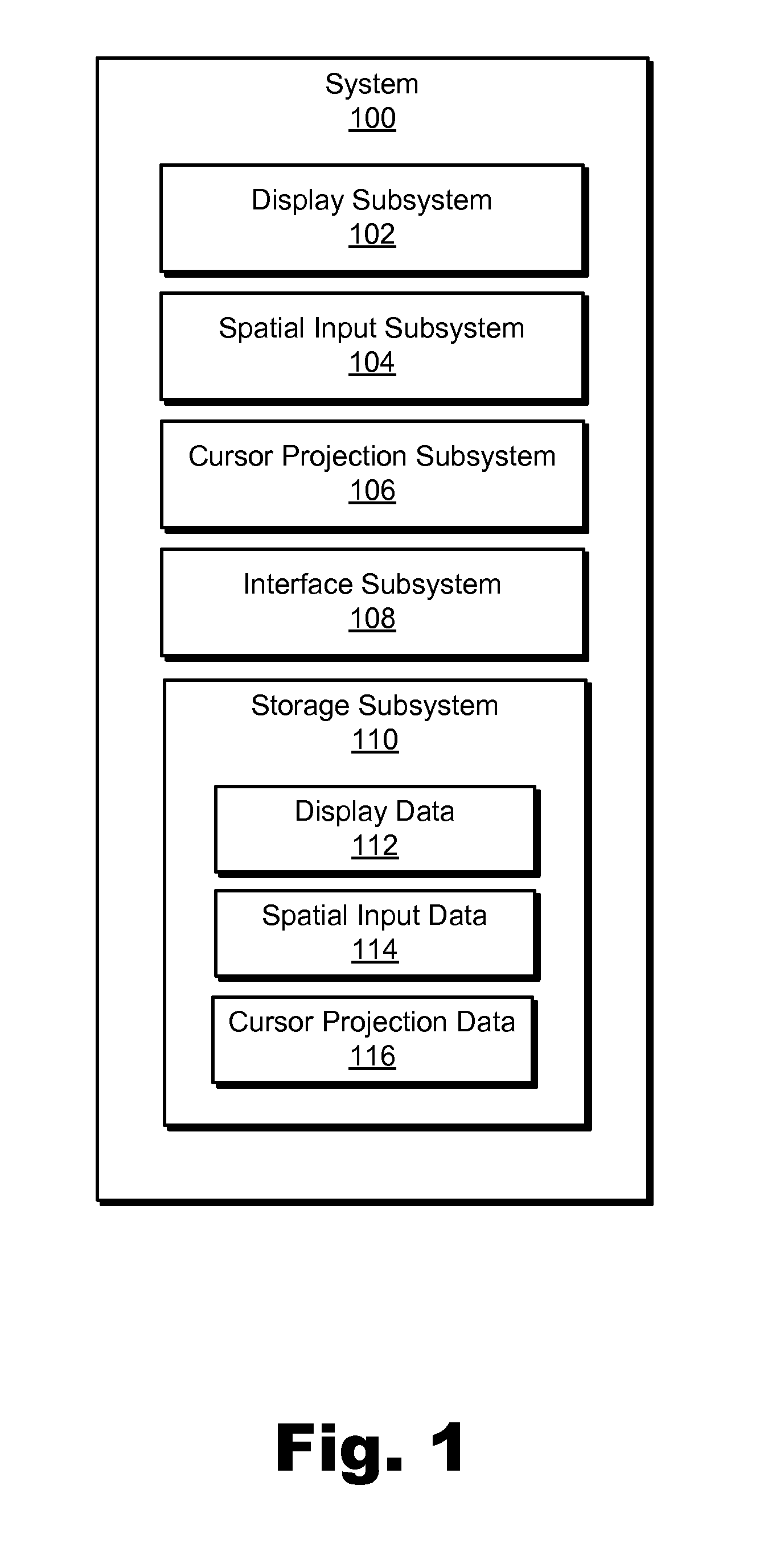 Spatial-input-based cursor projection systems and methods