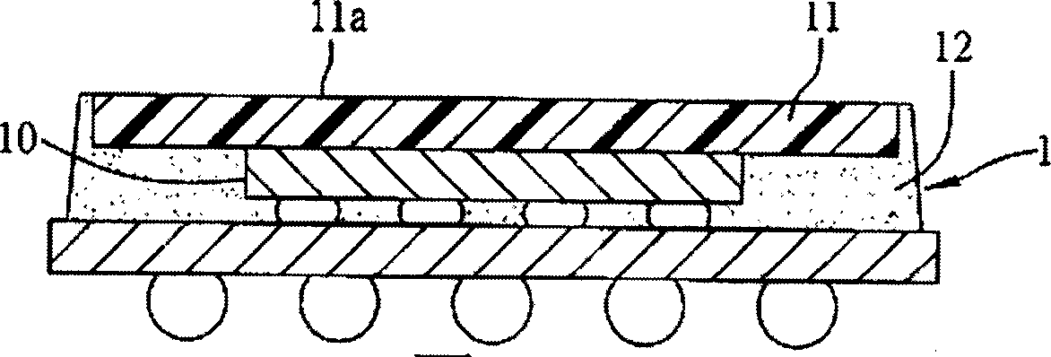 Heat radiation type packaging structure and its making method