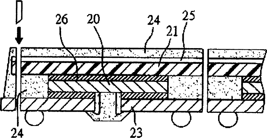 Heat radiation type packaging structure and its making method