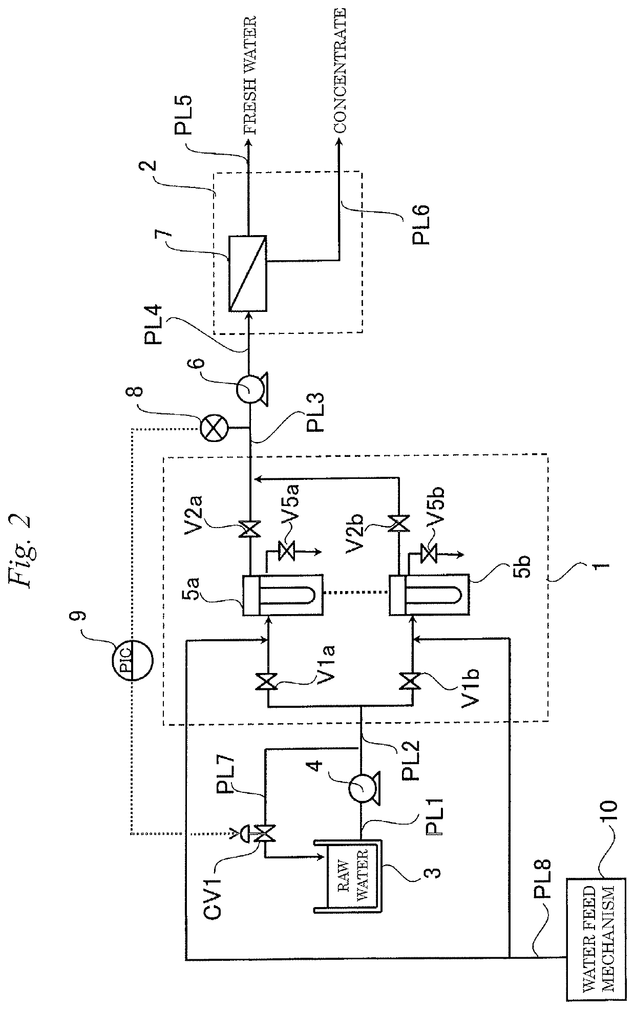 Fresh water production device and method for operating fresh water production device