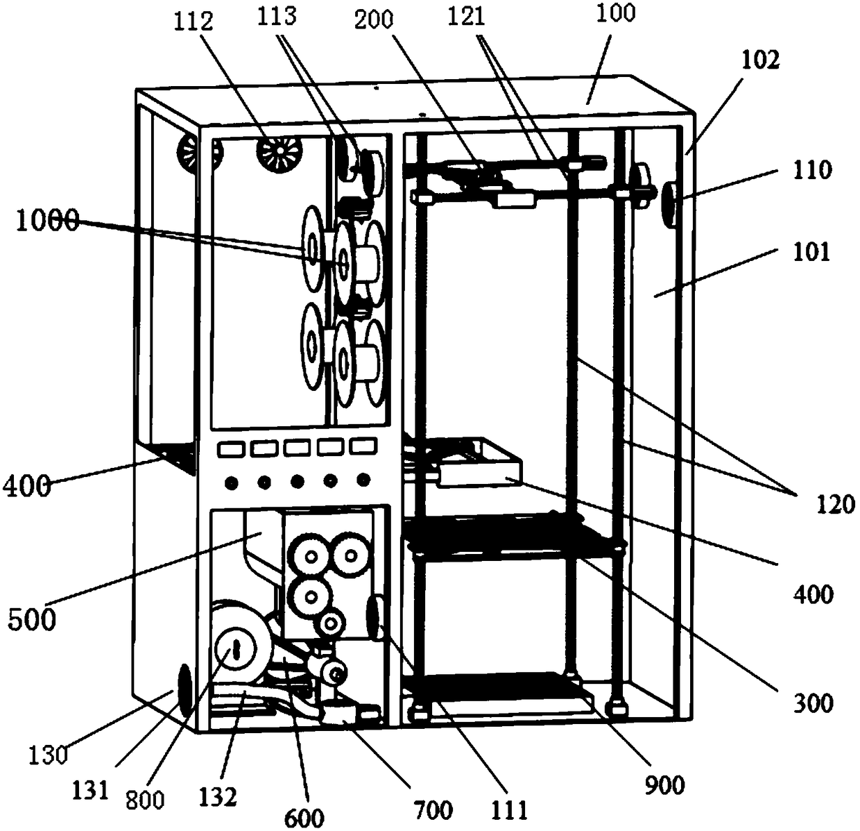 3D (Three Dimensional) printing machine with material recycling and planting cleaning device