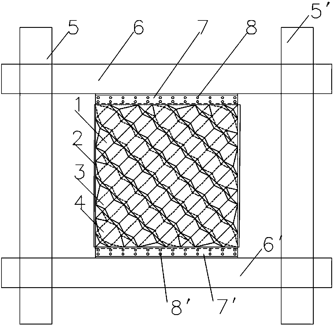 A prefabricated folded steel plate shear wall with two-sided connections and a plastic hinge guiding mechanism