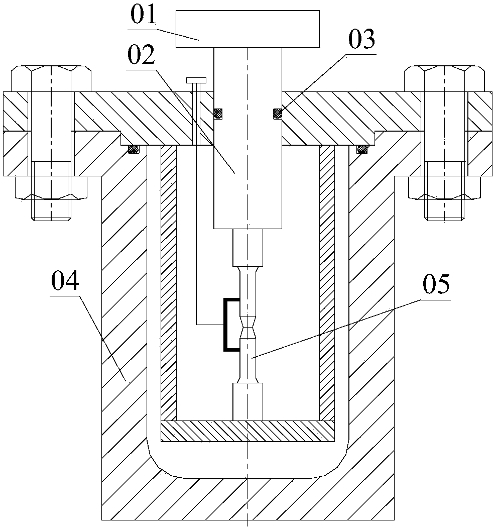 Quick-opening high-pressure hydrogen environment material fatigue performance test device without dynamic seal