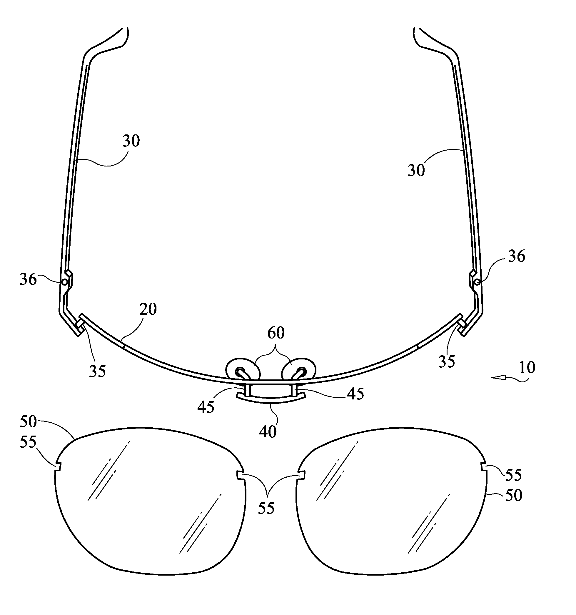 Replaceable-lens eyewear and kit