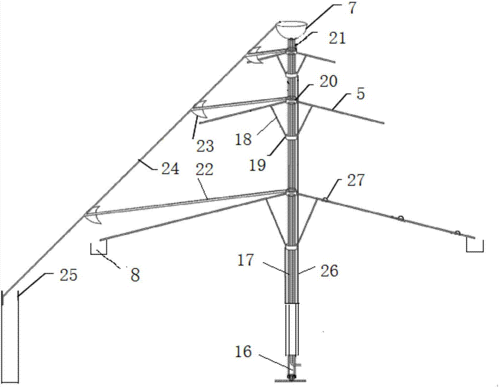 Umbrella-shaped tower type photobiological culture device