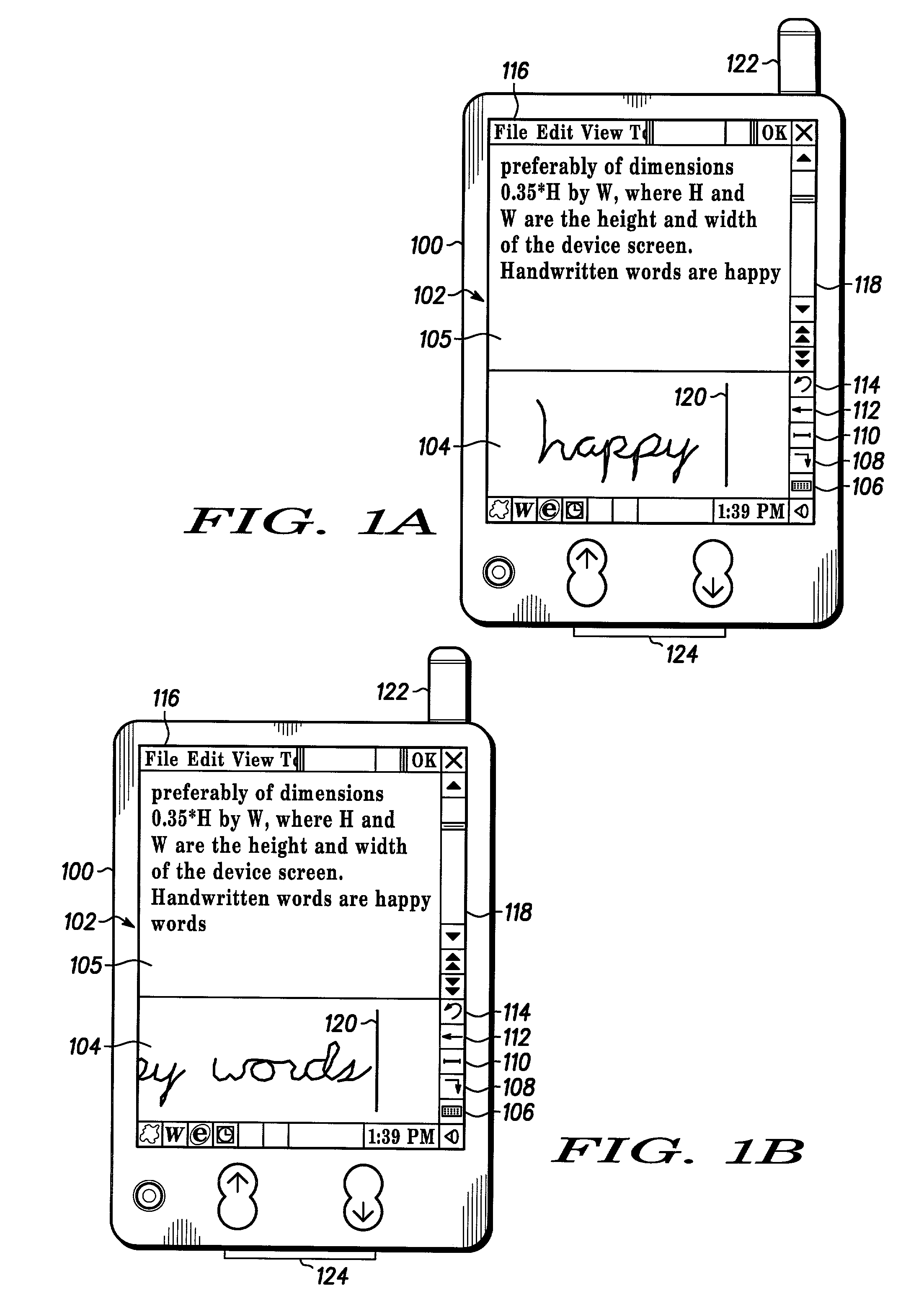 Automatically scrolling handwritten input user interface for personal digital assistants and the like