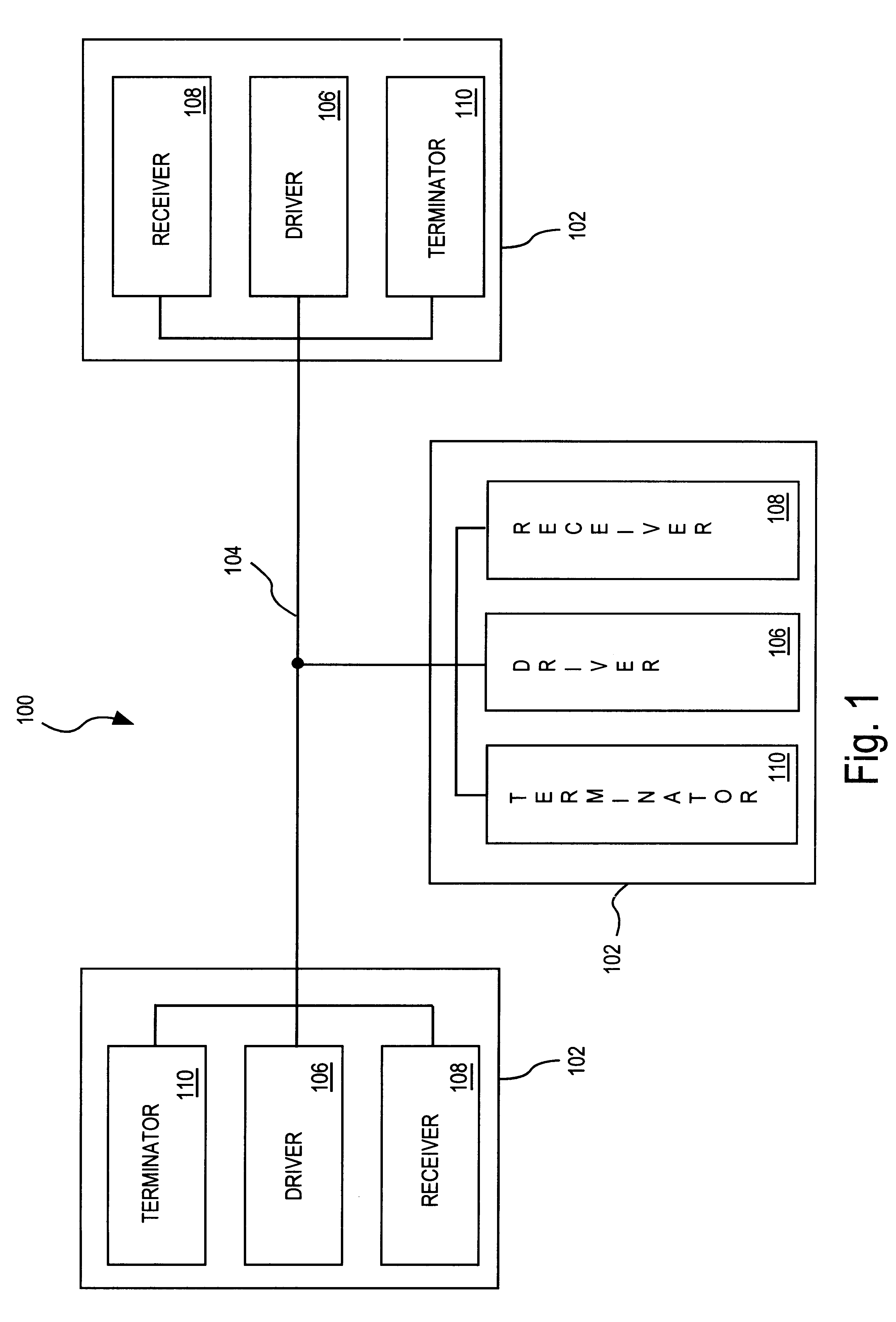 Terminating transmission lines using on-chip terminator circuitry