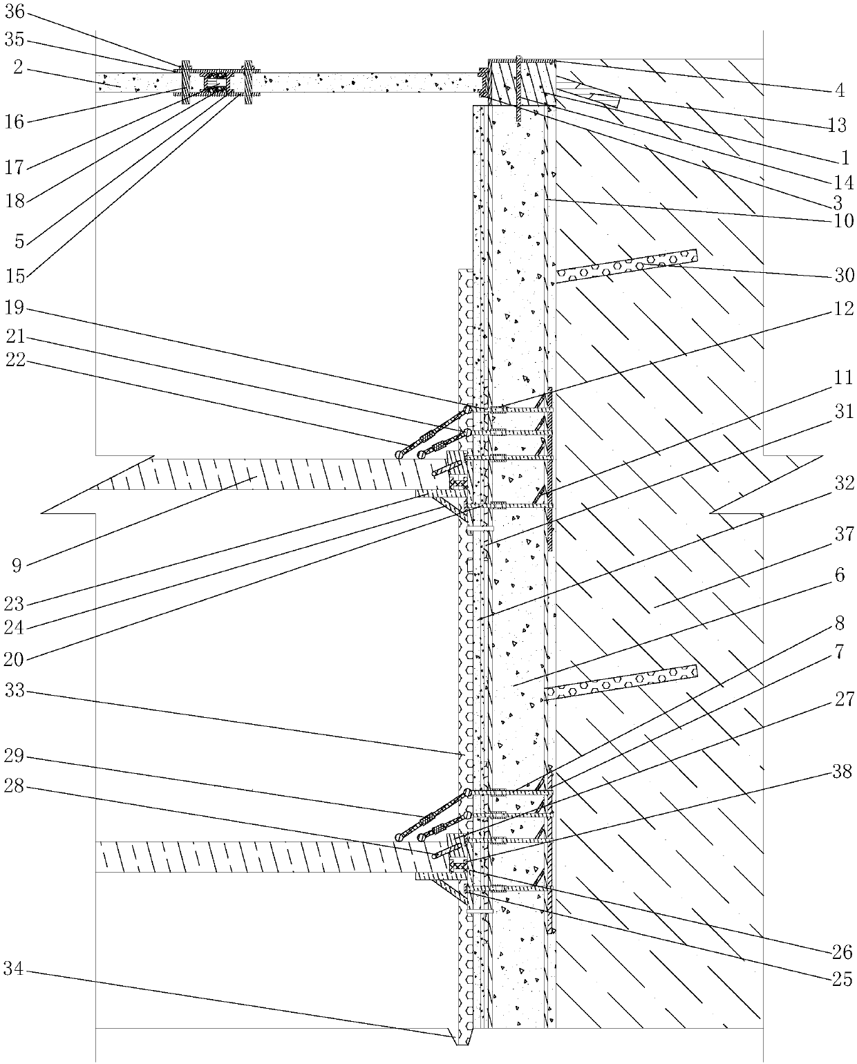 Metro station deep foundation pit combined type support construction method