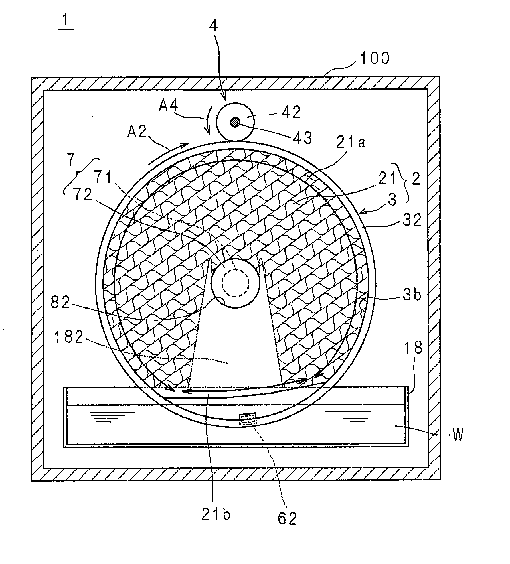 Humidifier, filter unit and rotation drive structure