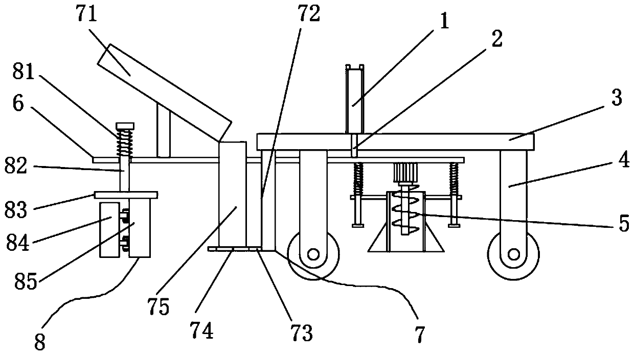 Cotton punching, seedling placement and earth covering all-in-one machine