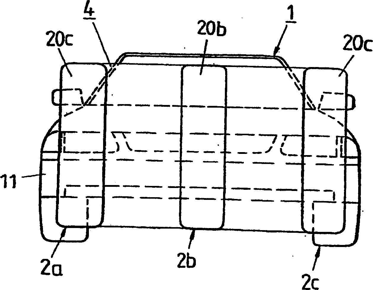 Device on motor vehicles to protect pedestrians and cyclists consists