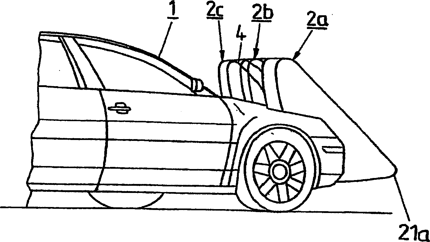 Device on motor vehicles to protect pedestrians and cyclists consists