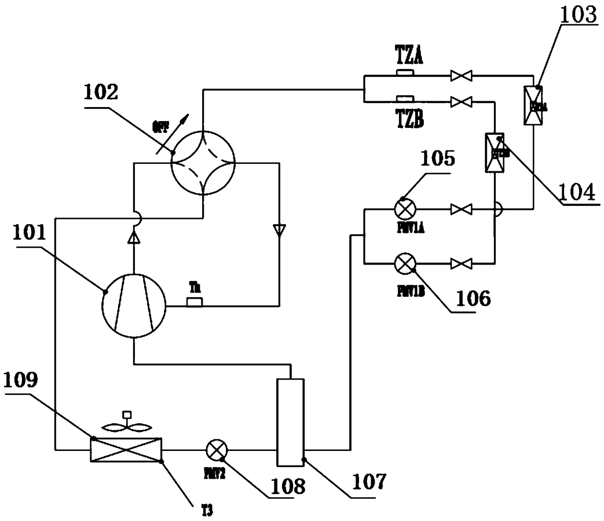 Air-source heat pump air heater and refrigerant flow control method of air-source heat pump air heater system