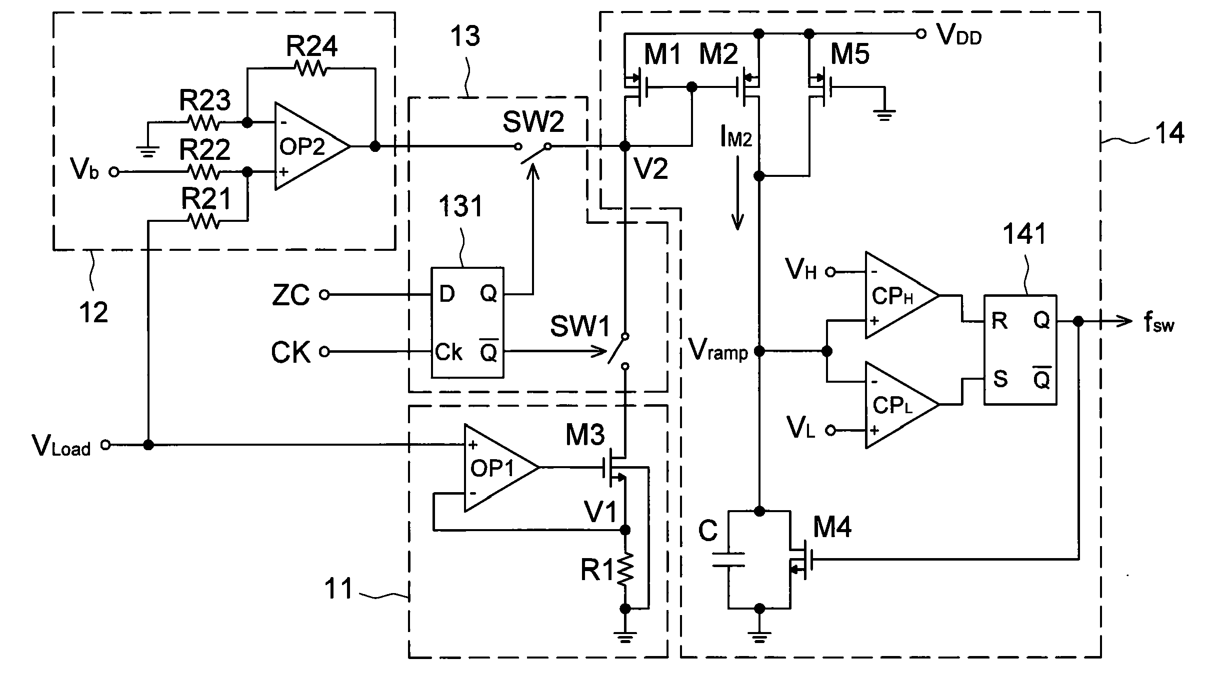 Analog variable-frequency controller and switching converter therewith