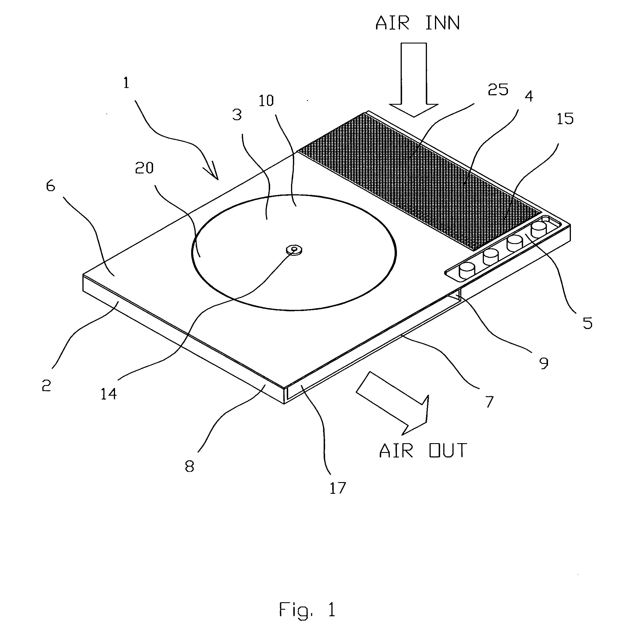 Thin air processing device for heat ventilation air conditioning system