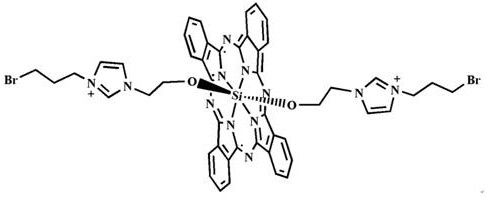 Water-soluble mitochondria-targeted silicon phthalocyanine axially substituted by ethyoxyl bromopropyl imidazole and preparation method and application thereof