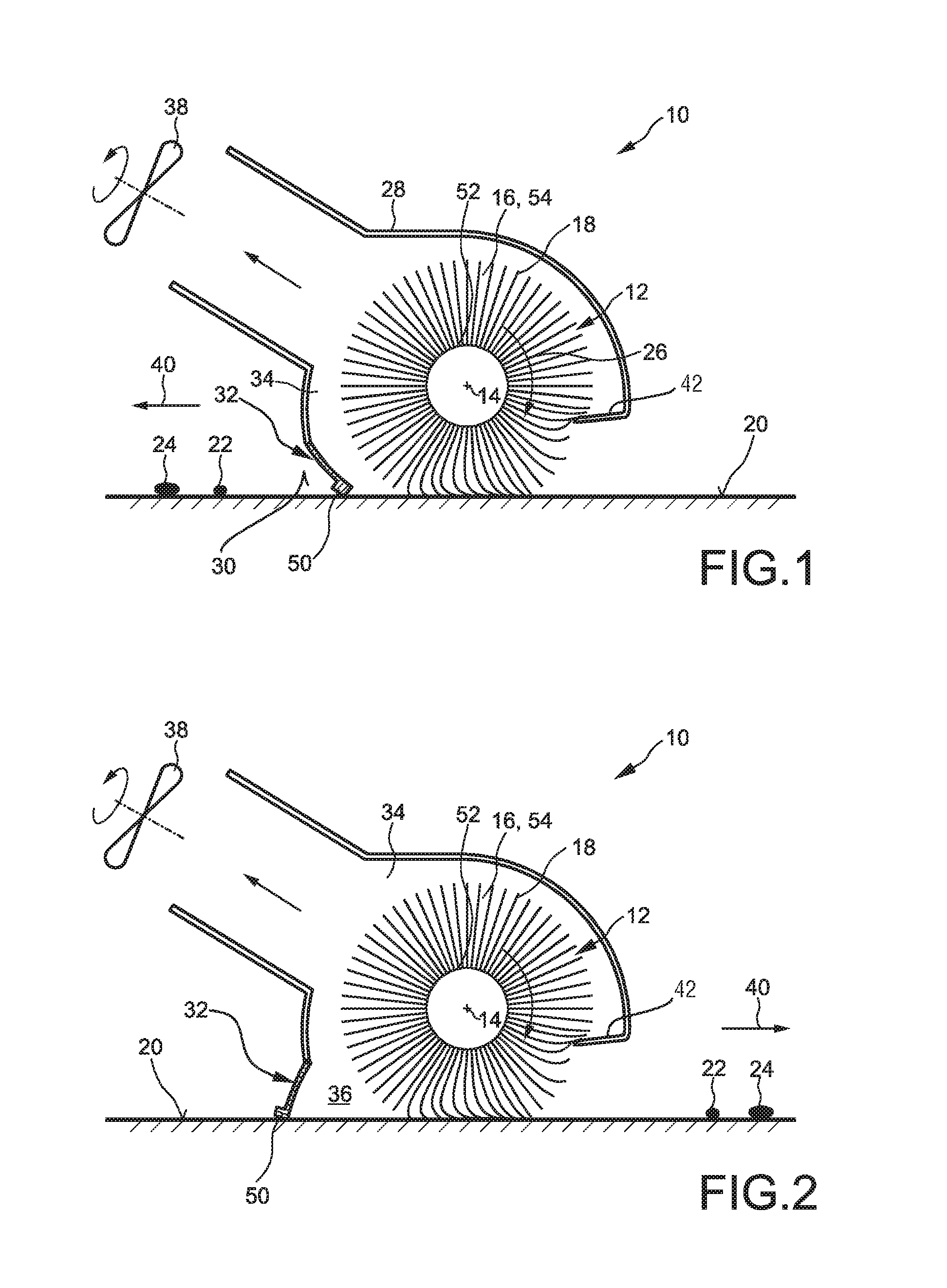 Nozzle arrangement of a cleaning device for cleaning a surface