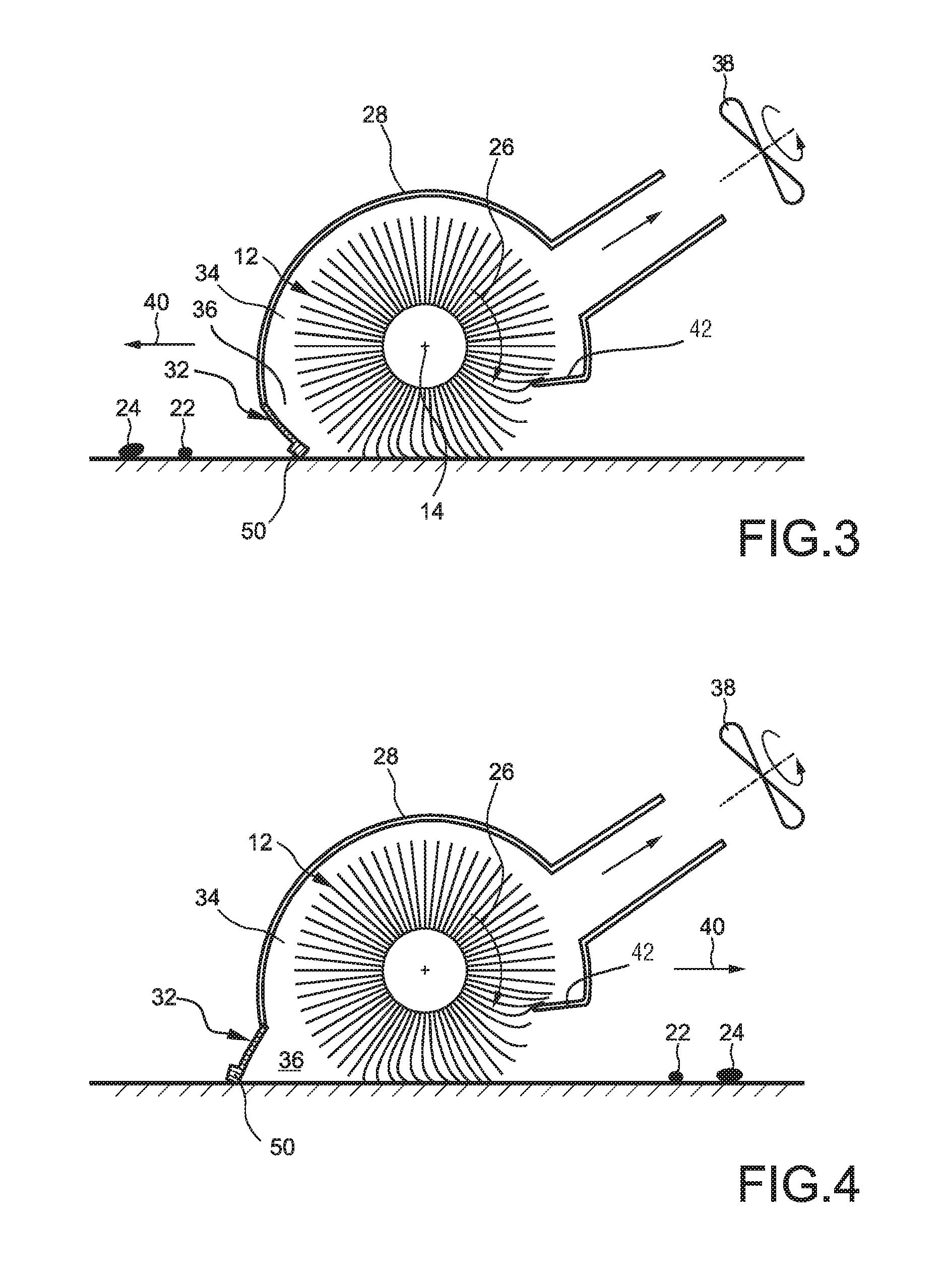 Nozzle arrangement of a cleaning device for cleaning a surface